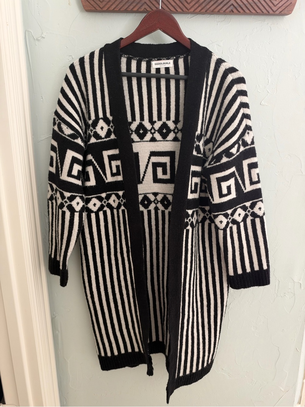 Geometric Open-Front Cardigan